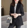 Women Blazer Black 2023 Autumn Style Korean Temperament All-Match Design Sense Niche Suit Brown Suit Jacket Female