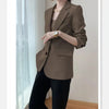 Women Blazer Black 2023 Autumn Style Korean Temperament All-Match Design Sense Niche Suit Brown Suit Jacket Female