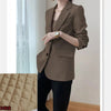 Women Blazer Black 2023 Autumn Style Korean Temperament All-Match Design Sense Niche Suit Brown Suit Jacket Female