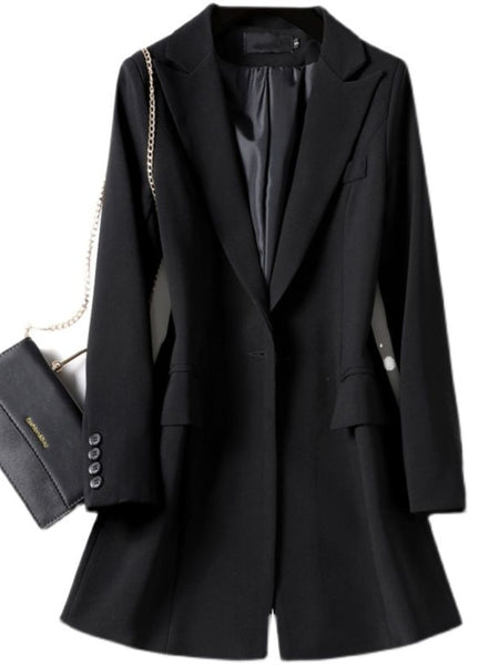 Women Blazer Casual Long Sleeve Slim Jackets Blazers Office Solid Harajuku All-match Single Breasted Lapel Coat