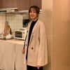 Women Blazer Casual Office Lady Notched Double Breasted Suits Femme Preppy Style Loose Woolen Coats Long Sleeve Elegant Blazers