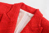 Women Blazer Coat 2022 Tweed Jacket Notched Neck Double Breasted Slim Tweed Blazers Suit Office Lady Casual Business Suit
