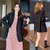 Women Blazer Coat Vintage Notched Collar Pocket 2023 Female Casual Chic Tops Brown/Black Blazer Suits  Woman Slim Jacket