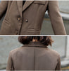 Women Blazer Coat Vintage Notched Collar Pocket 2023 Female Casual Chic Tops Brown/Black Blazer Suits  Woman Slim Jacket