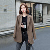 Women Blazer Coat Vintage Notched Collar Pocket 2023 Female Casual Chic Tops Brown/Black Blazer Suits  Woman Slim Jacket
