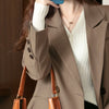 Women Blazer Design Casual Notched Simple All-match Long Sleeve Double Breasted Spring Autumn Street Wear Tender Ladies