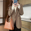 Women Blazer Design Casual Notched Simple All-match Long Sleeve Double Breasted Spring Autumn Street Wear Tender Ladies