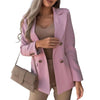Women Blazer Double-breasted Placket Suit Coat Long Sleeve Office Blazer Autumn Winter Solid Color Lapel Office Suit Jacket