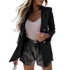 Women Blazer Double-breasted Placket Suit Coat Long Sleeve Office Blazer Autumn Winter Solid Color Lapel Office Suit Jacket