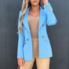 Women Blazer Double-breasted Placket Suit Coat Long Sleeve Office Blazer Autumn Winter Solid Color Lapel Office Suit Jacket