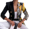 Women Blazer Print Double Breasted Blazers Autumn Winter Lapel Long Sleeve Slim Suit Jackets Female ensembles de blazers