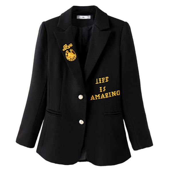 Women Blazer Female 2022 British Style Casual Black Spring And Autumn Slim Suit