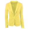 Women Blazer Feminino Spring Coat Women Ladies Blazer Candy Color Casual Yellow Blazer Femme Blouson Femme