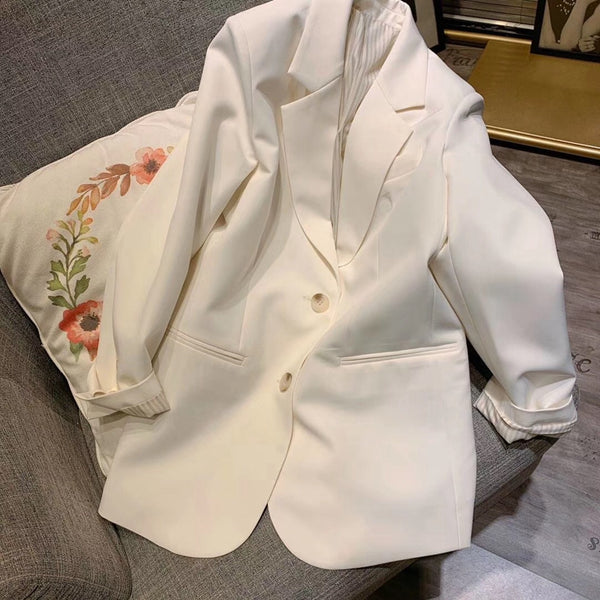 Women Blazer French Designer British White Korean Blazer Elegant Outerwear Casual Coat Female New