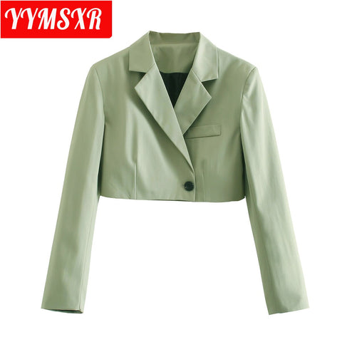 Women Blazer Jacket 2022 Autumn Winter European American Style Solid Color Short Suit Loose All-match Temperament Clothes