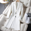 Women Blazer Jacket 2023 Autumn Winter Fashionable Temperament Med Long Thick Warm Suit Jacket Ladies Blazer Coat Tops R2057