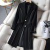 Women Blazer Jacket 2023 Autumn Winter Fashionable Temperament Med Long Thick Warm Suit Jacket Ladies Blazer Coat Tops R2057