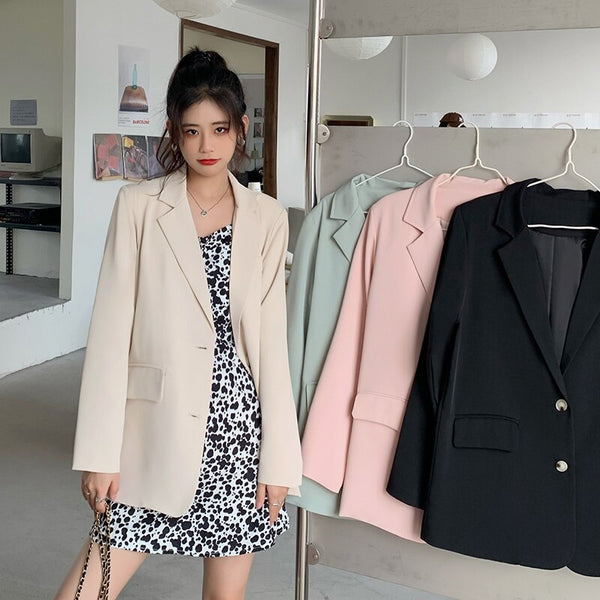 Women Blazer Korea Casual Slim Blazers Jackets Work Coat Outerwear Autumn Career Female Jacket Office Lady