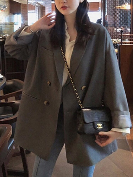 Women Blazer Korea Casual Slim Blazers Jackets Work Coat Outerwear Autumn Career Female Jacket Office Lady