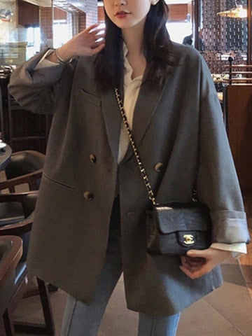 Women Blazer Korea Casual Slim Blazers Jackets Work Coat Outerwear Autumn Career Female Jacket Office Lady