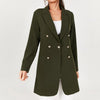 Women Blazer Lapel Slim Fit Long Sleeve Solid Color Blazers Jackets Autumn Double Breasted Long Suit Coat Outerwear blazer mujer