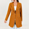 Women Blazer Lapel Slim Fit Long Sleeve Solid Color Blazers Jackets Autumn Double Breasted Long Suit Coat Outerwear blazer mujer