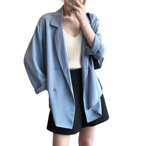 Women Blazer Long Sleeve Loose Fit Blazers Jackets Office Lady Solid Color Lapel Thin Suit Coat Cardigan Workwear blazer mujer