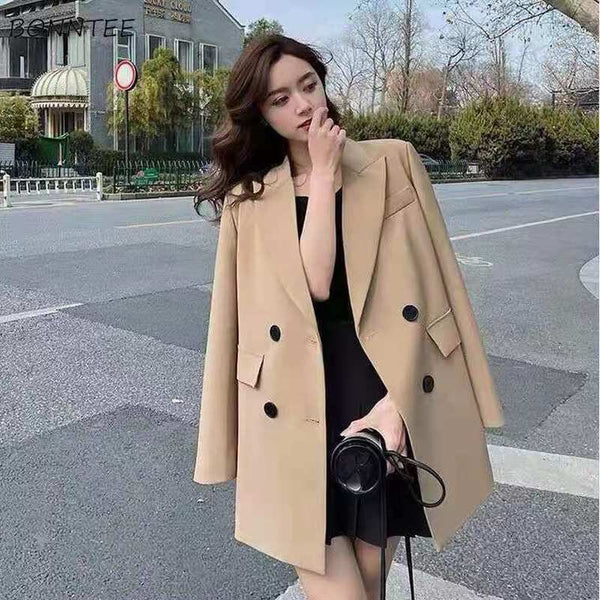 Women Blazer Loose Spring Autumn Elegant Full Sleeve All Match British Style Design Vintage Popular Street Wear Female