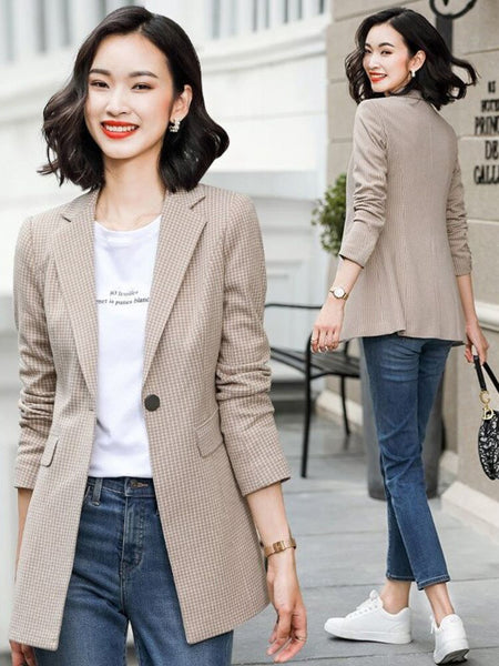 Women Blazer Style Korean Temperament Casual Office All-Match Design Long Sleeve Professional Clothes Top New
