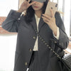 Women Blazer Single Breasted Jacket Pleated A Line Skirt Set Long Sleeve Solid Coat Mini Skirts Preppy Sweet Style Fall Suit