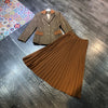 Women Blazer + Skirt Office 2 Piece Outfits Autumn Winter 2022 Designer Brand Vintage Classic Jacket Pleated Skirt Sets