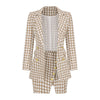 Women Blazer Skirt Suit Sexy Lady Style Skirt Suit Set 2023 Autumn Female Houndstooth Print Slim Suit Two Piece Suit