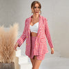 Women Blazer Skirt Suit Sexy Lady Style Skirt Suit Set 2023 Autumn Female Houndstooth Print Slim Suit Two Piece Suit