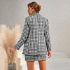Women Blazer Skirt Suit Sexy Lady Style Skirt Suit Set 2023 Autumn Female Houndstooth Print Slim Suit Two Piece Suit