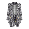 Women Blazer Skirt Suit Sexy Lady Style Skirt Suit Set 2023 Autumn Female Houndstooth Print Slim Suit Two Piece Suit