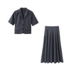 Women Blazer Skirt Suits 2022 Summer Korean Women's Office Clothes Short Suit For Formal Wear Coat Pleated Two Piece