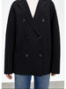Women Blazer Slim Fit 100% Wool Double-breasted Knitted Stretch Lapel Jacket