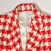 Women Blazer Spring Autumn Notched Plaid Houndstooth Elegant High Street Chic Stunning Design Trendy S