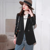 Women Blazer Vintage Notched Collar Pocket 2023 Autumn Office Blazers Double Breasted Female Casual Jackets Suits Coat