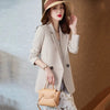 Women Blazer Vintage Notched Collar Pocket 2023 Autumn Office Blazers Double Breasted Female Casual Jackets Suits Coat