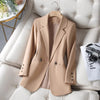 Women Blazer Vintage Notched Collar Pocket 2023 Autumn Office Blazers Double Breasted Female Casual Jackets Suits Coat