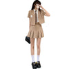 Women Blazer and Skirt Set Suit College Style Summer Suit Shirt Pleated Skirt Four-piece Small Jk Suits Uniform Full Set Tide