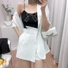 Women Blazer and Skirt Set Suit Skirts Suit Summer Thin Suit Jacket High Waist Irregular Culottes Shorts Two Piece Set