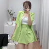 Women Blazer and Skirt Set Suit Skirts Suit Summer Thin Suit Jacket High Waist Irregular Culottes Shorts Two Piece Set