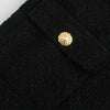 Women Blazers And Jackets Long Sleeve Mandarin Collar Elegant Tweed Blazer Office Gold Button Up Black Blazer With Flap Pockets