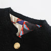 Women Blazers And Jackets Long Sleeve Mandarin Collar Elegant Tweed Blazer Office Gold Button Up Black Blazer With Flap Pockets