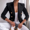 Women Blazers Autumn Urban Casual Suit Leader Sleeves Double-breasted Cardigan Ladies Slim Small Suit Jacket