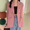 Women Blazers Candy Colors Draped Trendy Solid Sweet Girls All-match Ulzzang Suits Double Breasted Retro Y2K Lovely Tender Daily