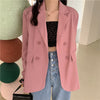 Women Blazers Candy Colors Draped Trendy Solid Sweet Girls All-match Ulzzang Suits Double Breasted Retro Y2K Lovely Tender Daily
