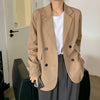 Women Blazers Casual Long Sleeve Double Breasted Outerwear Loose Notched Elegant Korean Ulzzang Office Ladies Button Blazer Chic